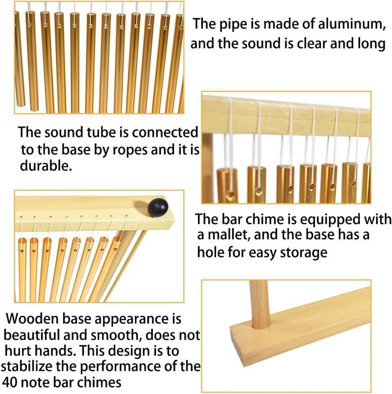 ENNBOM 40-Note Bar Chime Table Top Wind Chime Metal Bars Percussion Instrument with Mallet Chimes for Classroom - Image 5